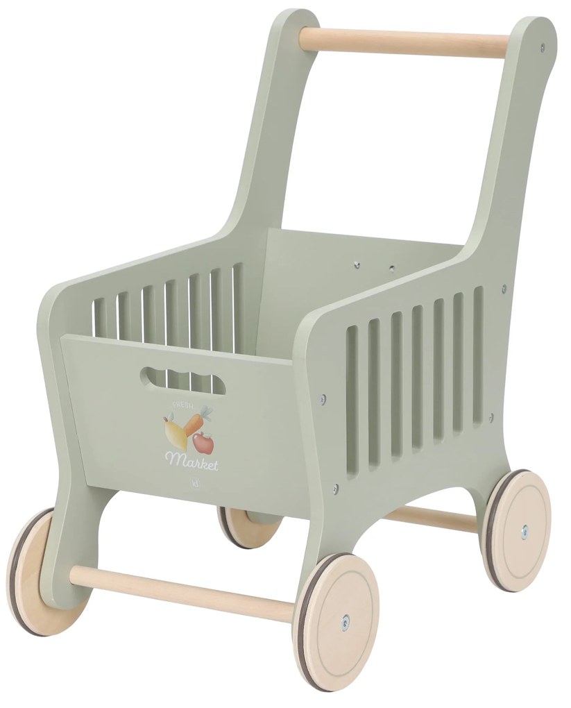 Nákupný vozík s doplnkami drevený
