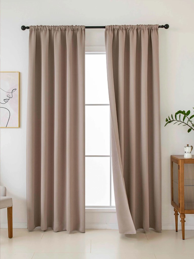 Blackout závesy Elias cappuccino – 140 × 180 cm (2 ks) - riasiaca stuha