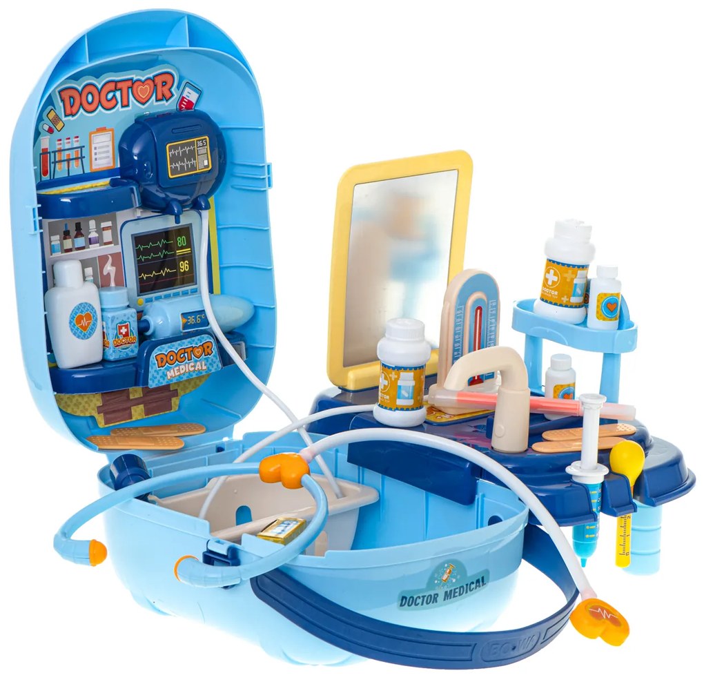 KIK Lekárska súprava s príslušenstvom v 34-dielnom kufríku. + tabuľka