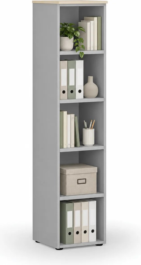 Kancelársky regál PRIMO GRAY, 400 x 420 x 1781 mm, sivá/breza