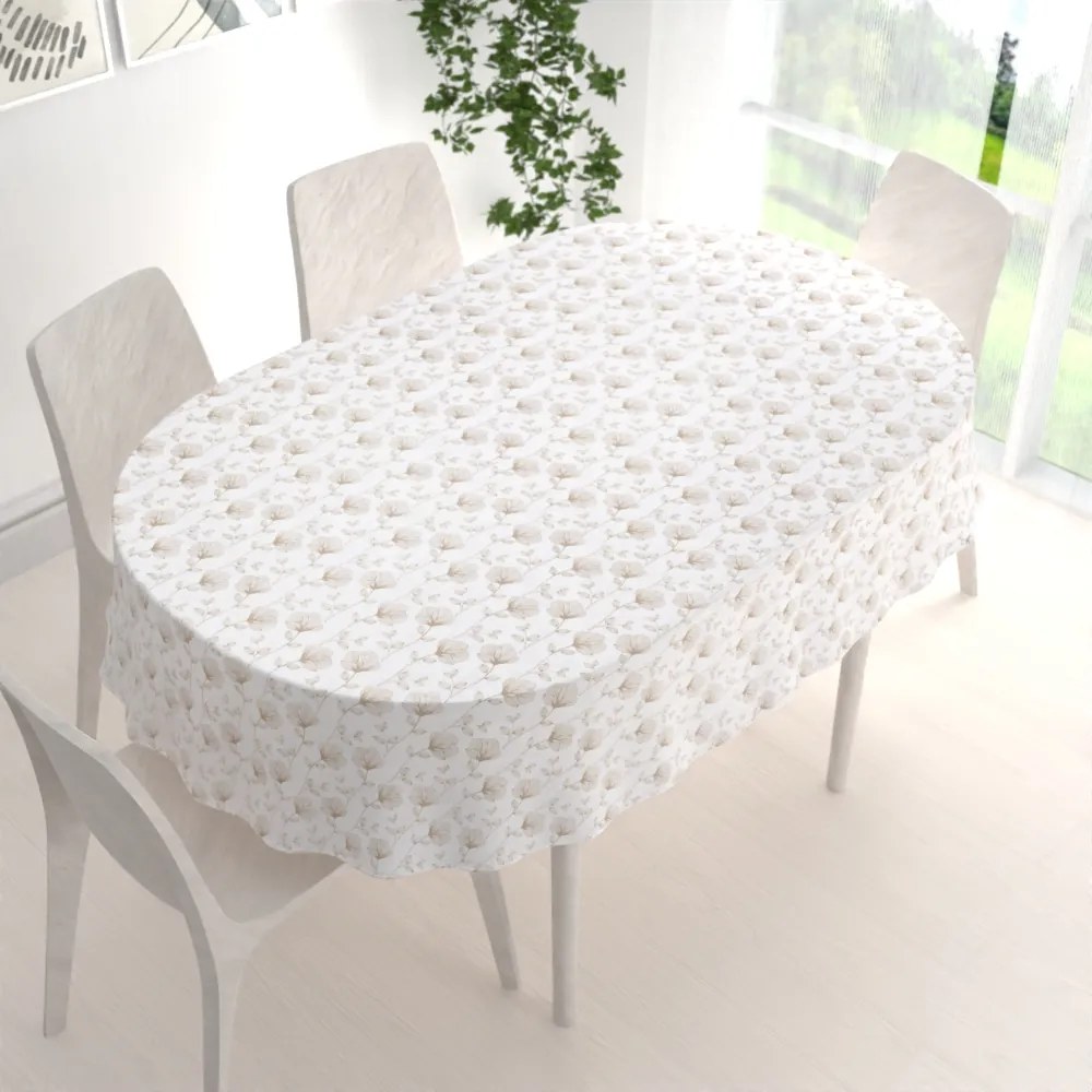 Biante Bavlnený oválny obrus Sandra SA-252 Béžové poľné kvety 100x140 cm