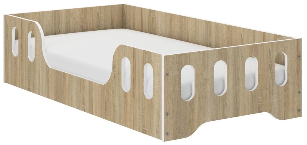 Detská Montessori posteľ LAKI 140x70 cm + MATRAC - sonoma