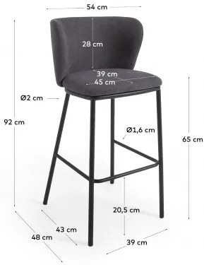 CISELIA CHENILLE pultová stolička Sivá