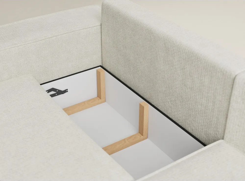 Krémovobiela ženilková rozkladacia/s úložným priestorom rohová pohovka (pravý roh/do L) Tonga – Maison de Rêve