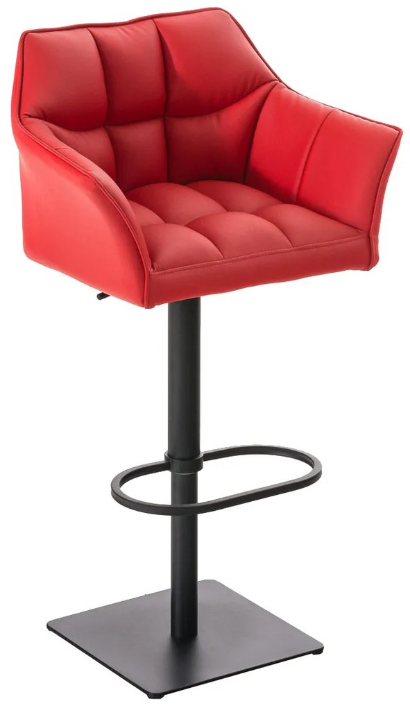 Barová stolička Damas B1 ~ koženka, čierny rám - Červená