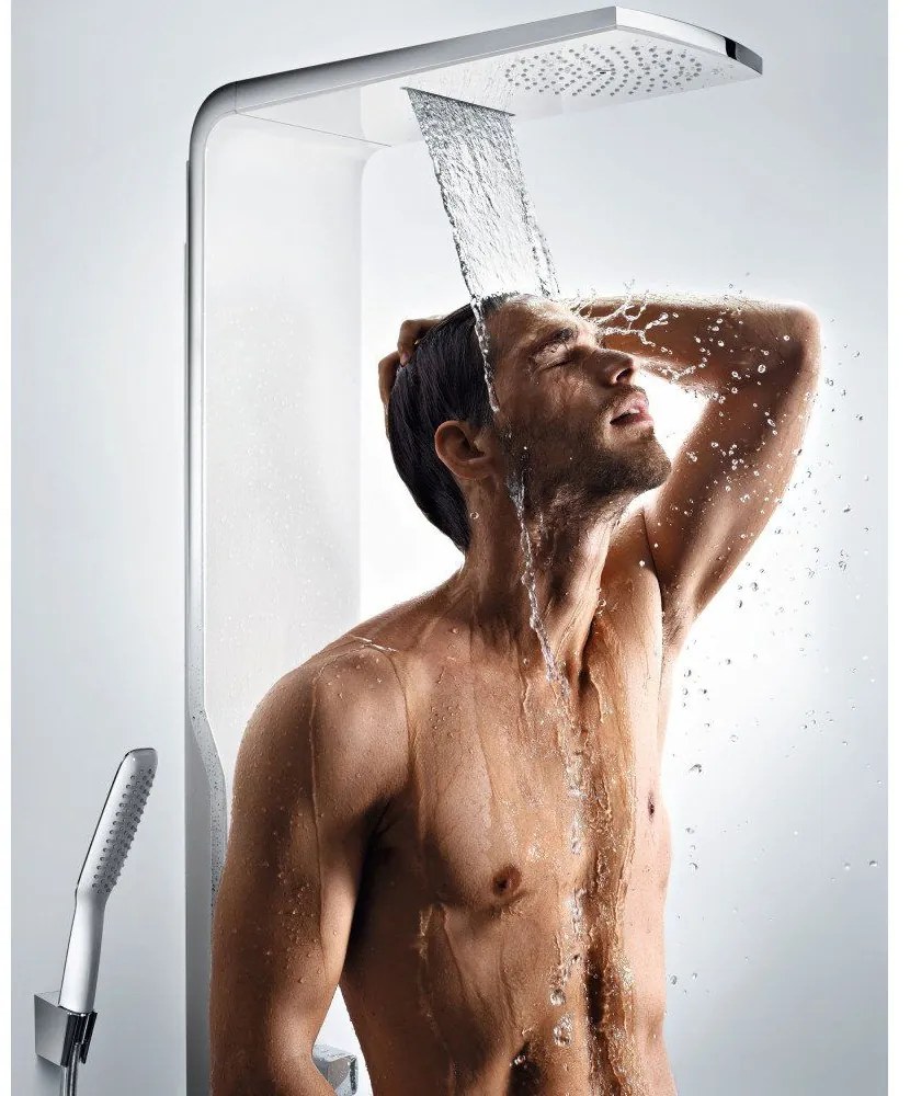 HANSGROHE Raindance termostatický sprchový panel Lift na stenu, horná sprcha 2jet priemer 180 mm, ručná sprcha 1jet, matný chróm, 27008000