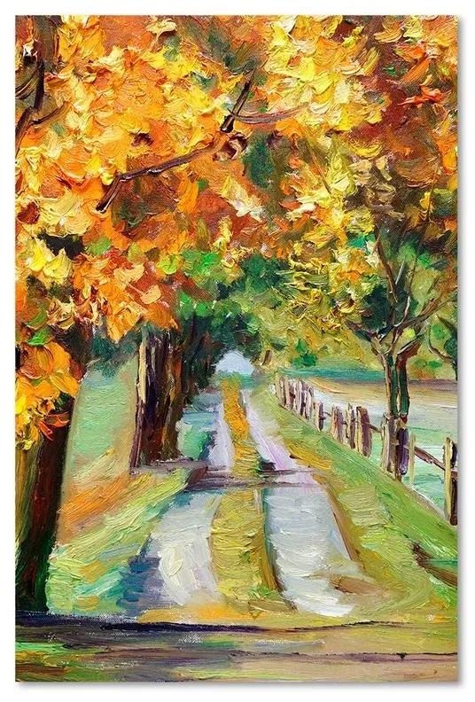 Obraz na plátně Autumn Park Road Oil - 80x120 cm