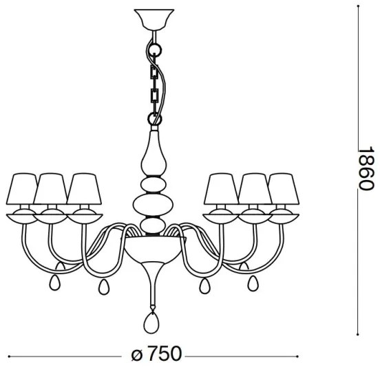 Ideal Lux - Luster na reťazi BLANCHE 6xE14/40W/230V pr. 75 cm biela
