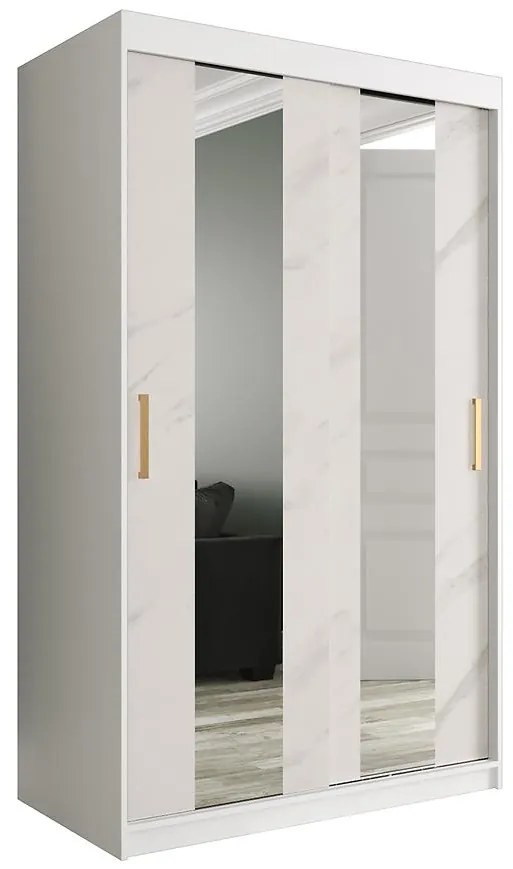 Skriňa Marmur Pole 120 biely/mramor biely