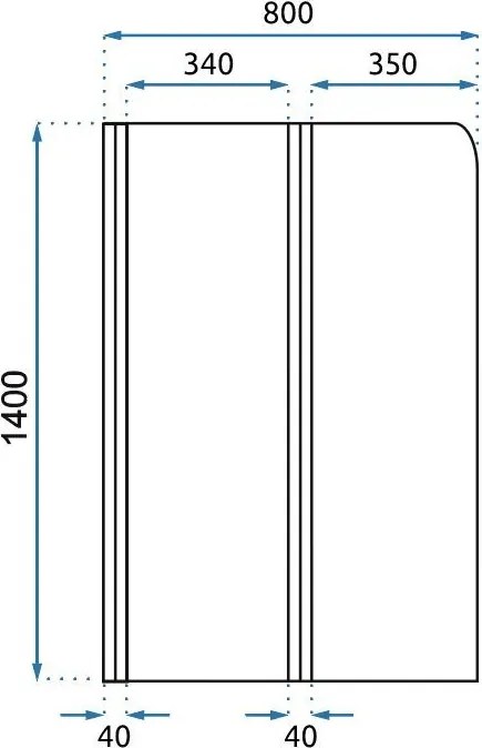 Rea Agat-2, vaňová zástena, 2-krídlová, 80 x 140 cm, chróm-transparentná, REA-W0700