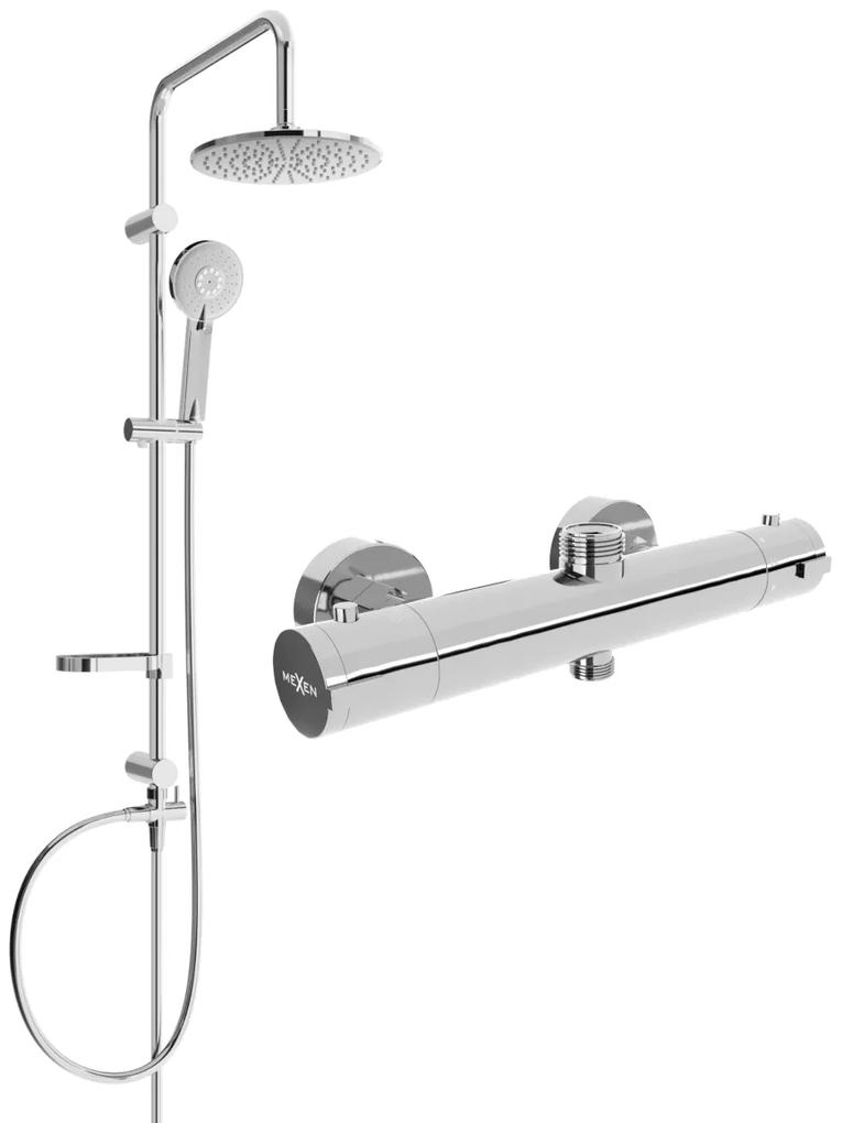 Mexen Carl, sprchový set s dažďovou sprchou a KAI termostatickou sprchovou batériou, chrómová, 77150240-00