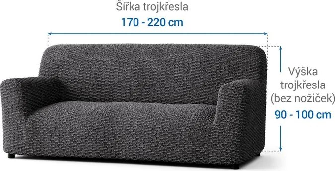 Bielastické poťahy MOSAICO tmavosivé trojkreslo (š. 170 - 220 cm)