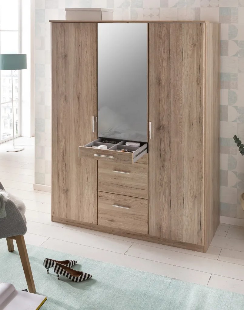 Šatníková skriňa Aachen, 135 cm, dub san remo