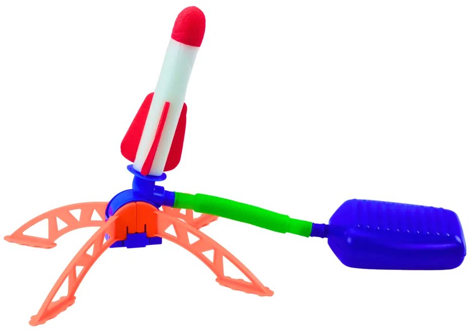 LEAN TOYS Penový raketomet s pumpou - modrý