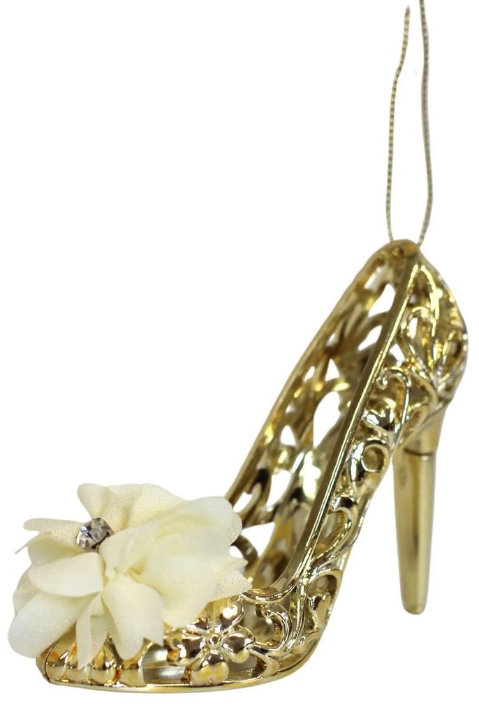 Zlatá vianočná ozdoba lodička 8cm