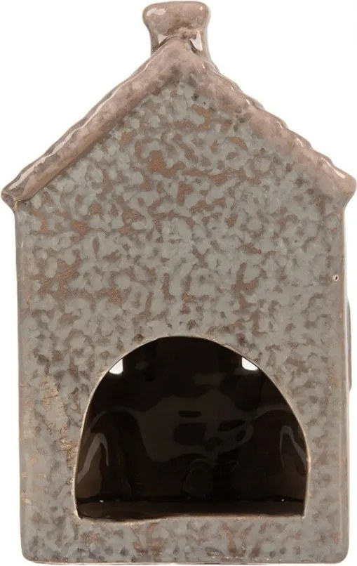 Modrý keramický domček na čajovú sviečku Lamont - 10*8*15 cm
