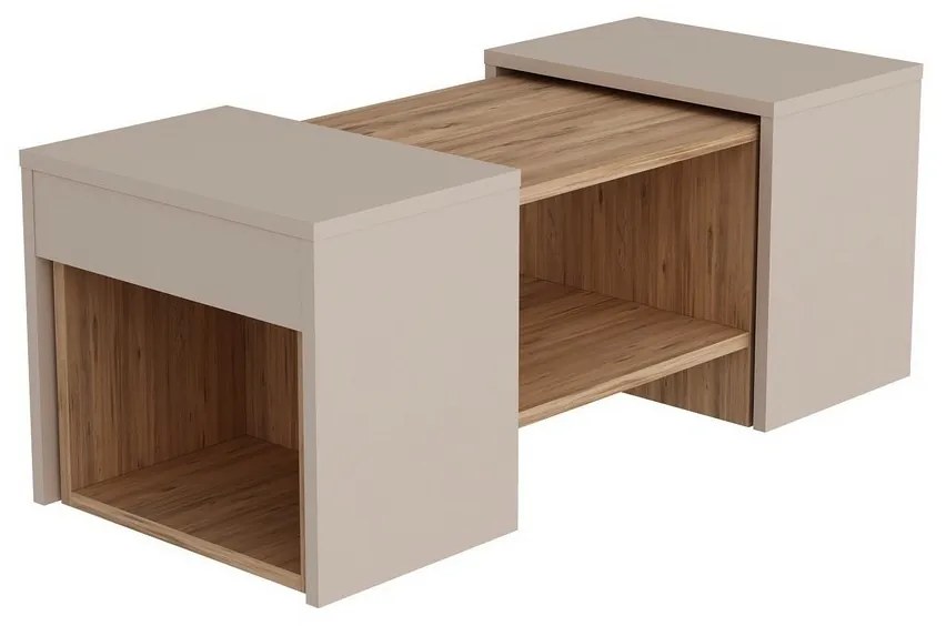 Súprava konferenčných stolíkov Sartos Beige and Atlantic Pine, 3 ks