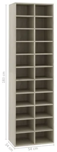 vidaXL Skrinka na topánky farba dubu sonoma 54x34x183 cm drevotrieska-