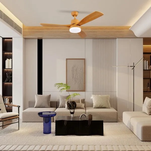 ZEVENTI - LED stropný ventilátor MARE LED/24W/230V Wi-Fi Tuya dub + diaľkový ovládač