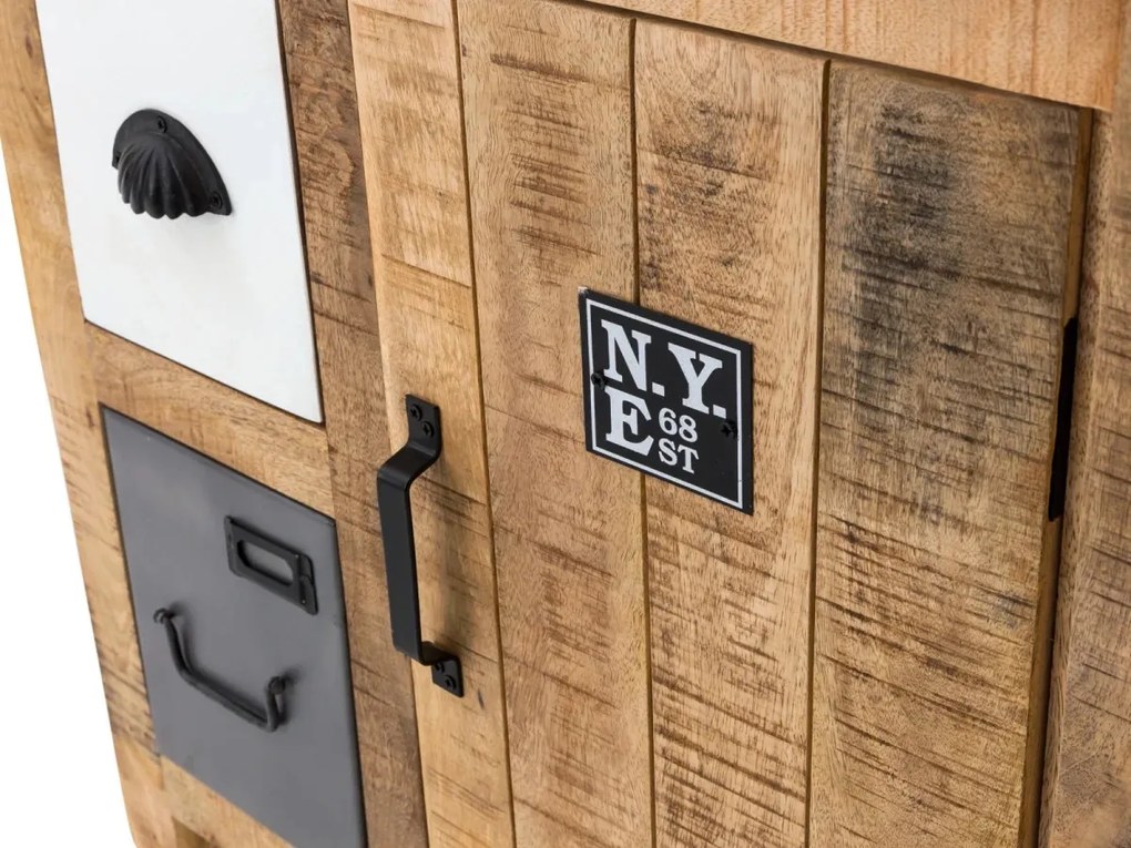 furniture-nabytek.cz - Masivní umyvadlová skříňka Pune z mangového dřeva, lakovaná, vícebarevná – 68×30×63 cm