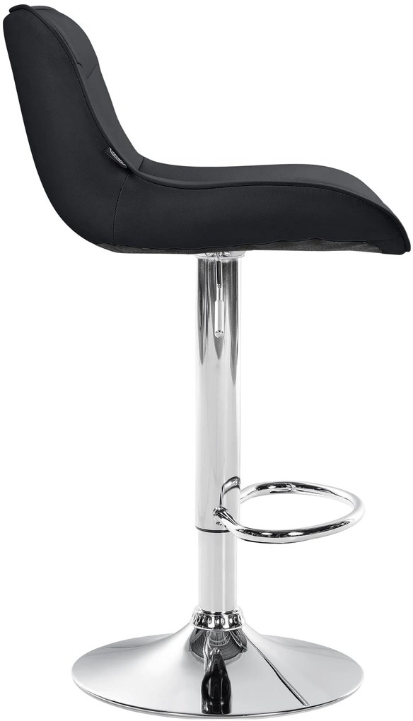 Design-Shop 2x Barová stolička Vonore - koženka, chróm rám - Čierna