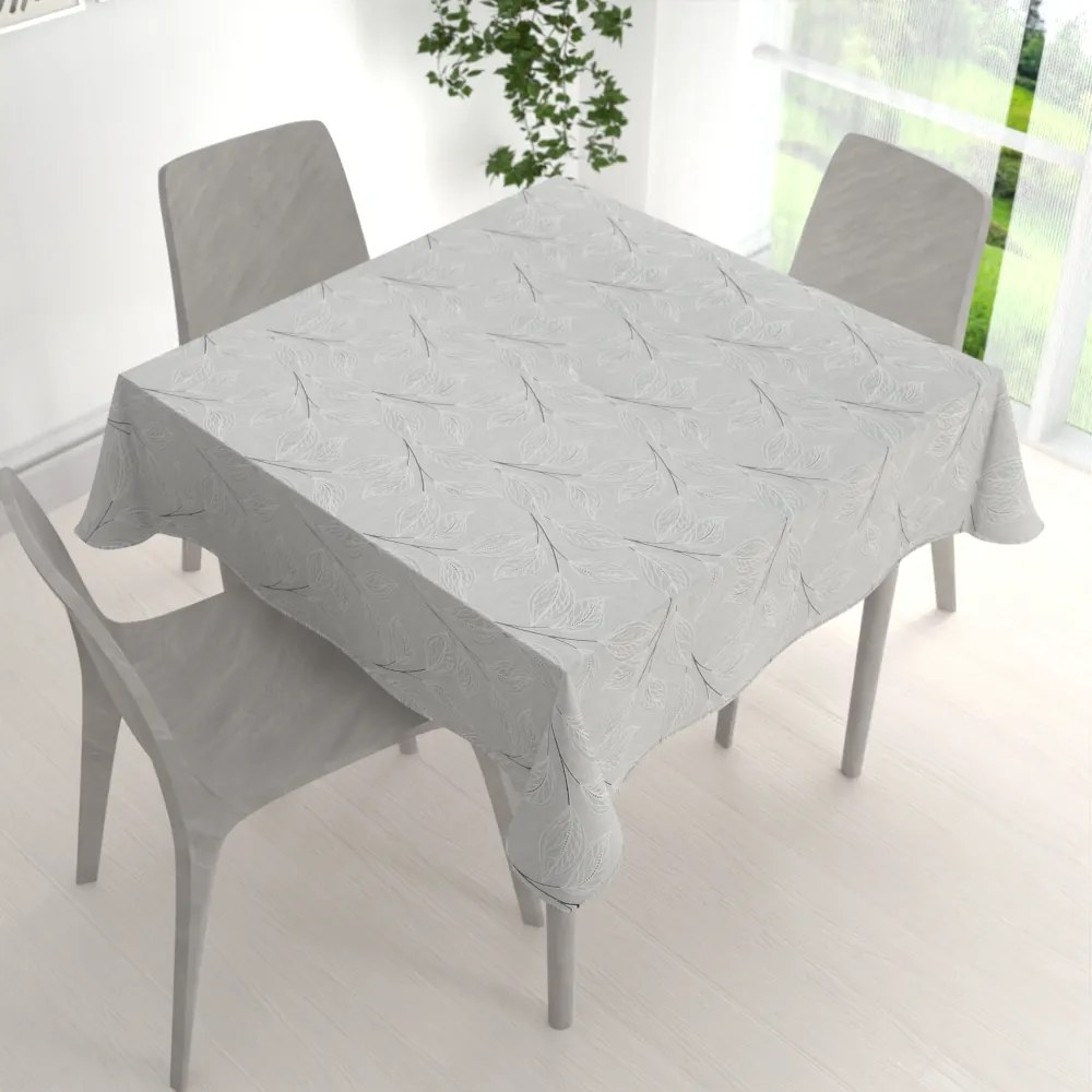 Biante Dekoračný štvorcový obrus Leona LN-165 Popínavé lístky na sivom 40x40 cm