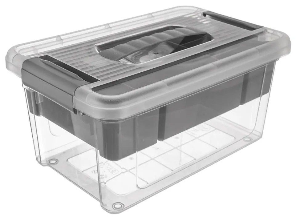 Organizér, úložný box 2v1, multifunkčný, sivý STORMAX - 9l, 35 x 23 x 17 cm