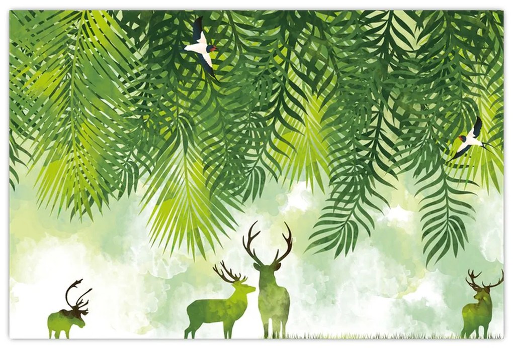 Obraz - Jelene v lese (90x60 cm)