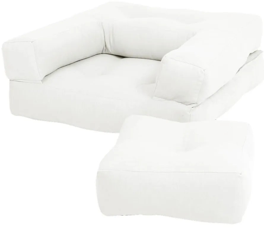 Detské rozkladacie kreslo s taburetkou Karup Design Mini Cube Natural