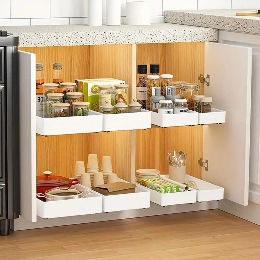 JJA Výsuvný organizér do skrinky s výsuvmi, béžová AXIS 17,5 x 39 x 7 cm (M)