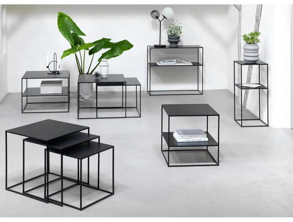 Čierny kovový konzolový stolík 35x90 cm Pebble – Unique Furniture