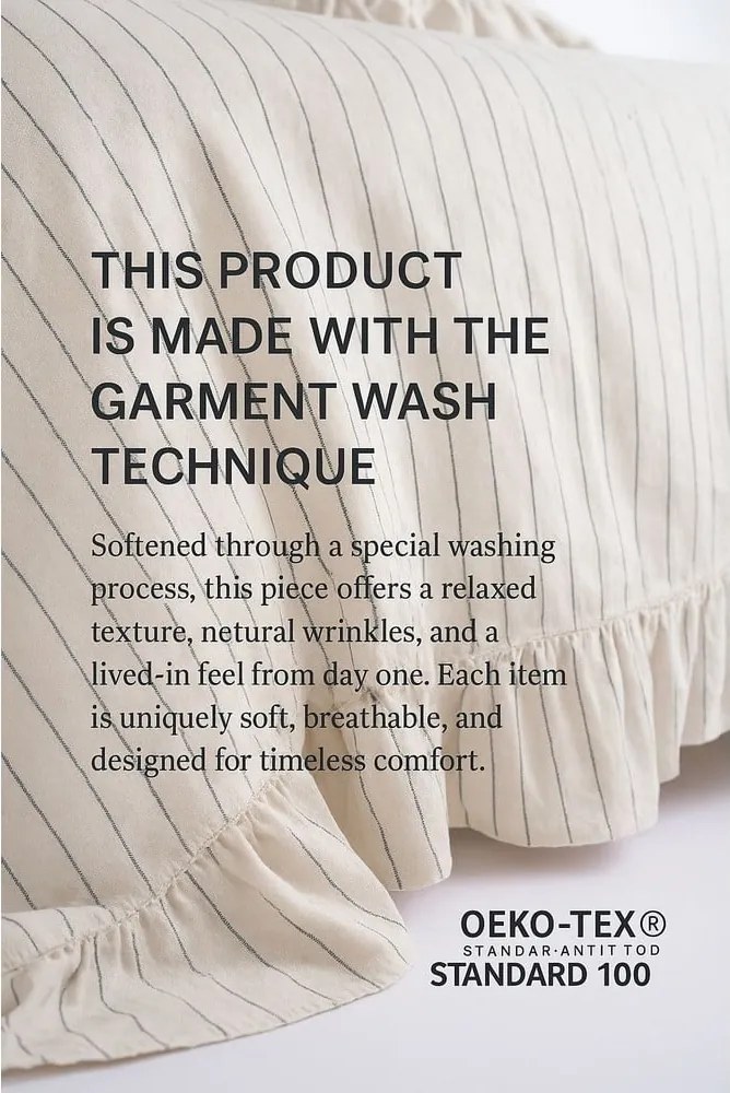 Béžové obliečky na dvojlôžko/predĺžené z bavlny Renforcé 240x220 cm Amalia Striped – Mila Home Luxury