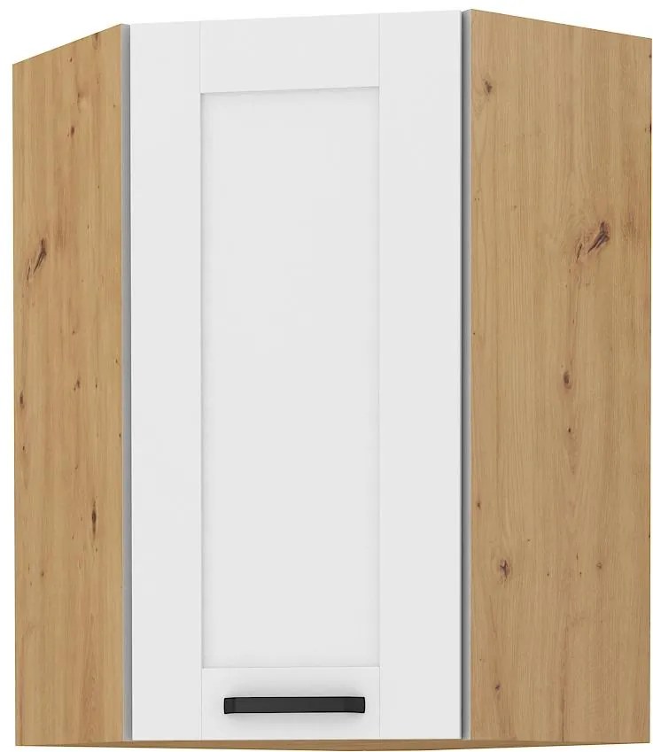 Horná rohová kuchynská skrinka Lucid 60x60 GN-90 1F (45°) (korpus: dub artisan + front: mdf biela). Akcia -6%. Vlastná spoľahlivá doprava až k Vám domov. 1134614