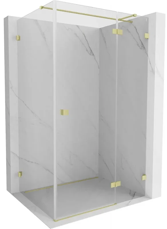 Mexen Lunar T, výklopný pravý sprchový kút 125 x 120 cm, 8mm číre sklo, zlatý kartáčovaný - 834T-125-120-55-00-P