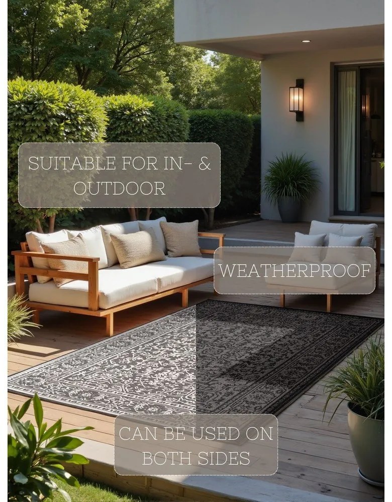 Čierno-biely vnútorný a vonkajší koberec 200x290 cm Duet Kona – NORTHRUGS