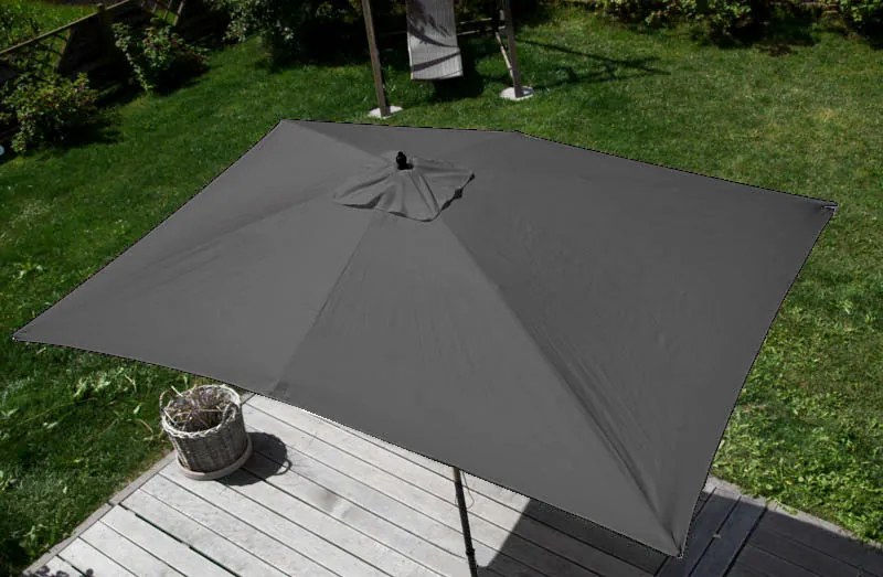 Slnečník Florida 2x3m - polyester/drevo 6kg - antracit