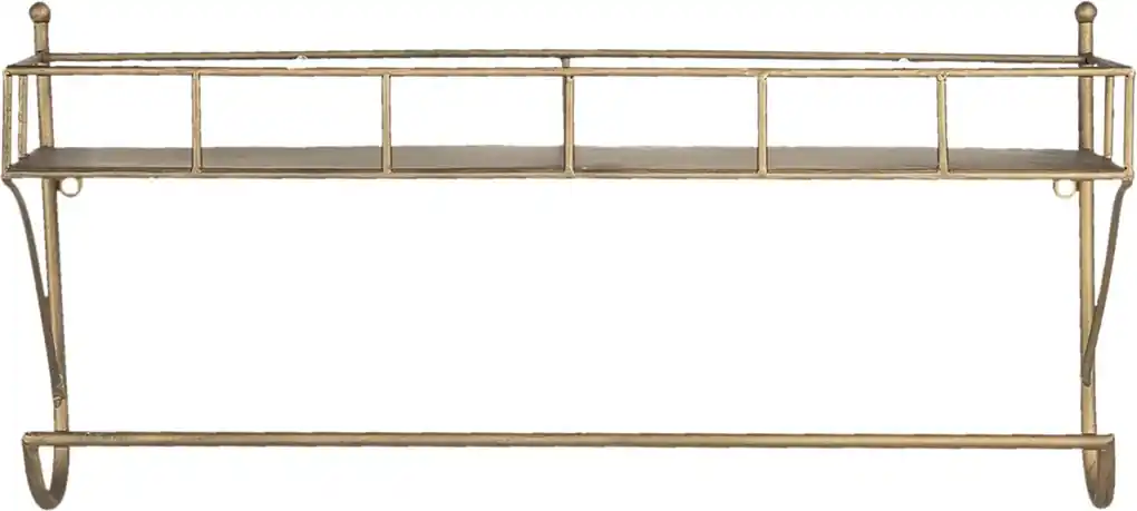 Zlatý nástenný vešiak do kuchyne s poličkou - 65 * 19 * 31 cm | BIANO