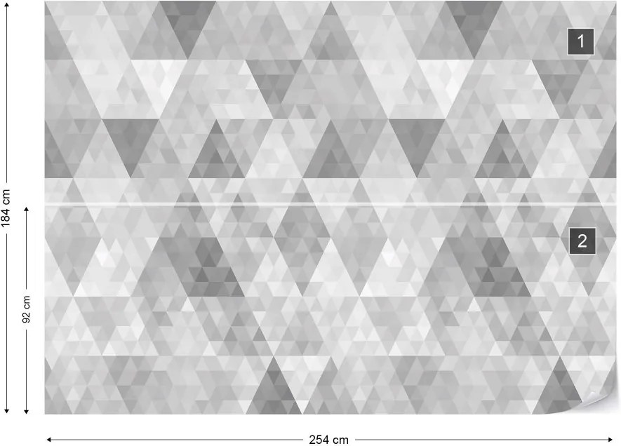 GLIX Fototapeta - Modern Geometric Triangles Pattern Grey Vliesová tapeta  - 254x184 cm