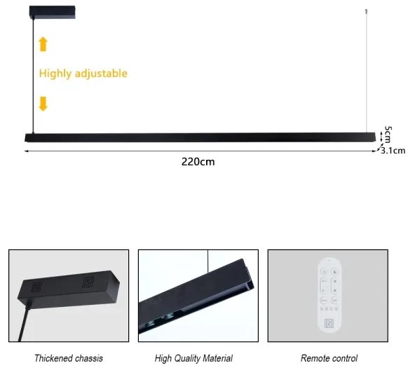 Immax NEO 07308L-LED stmievateľný luster na lankách MADEIRA 44W/230V Wi-Fi Tuya 202 cm čierny