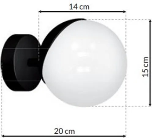 Nástenné svietidlo Sfera, 1x biele sklenené tienidlo, b