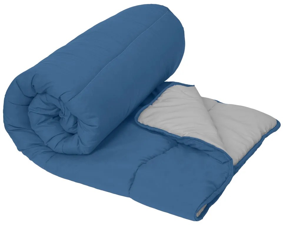 Celoročná prešívaná prikrývka 140x200 cm z dutého vlákna, modrá