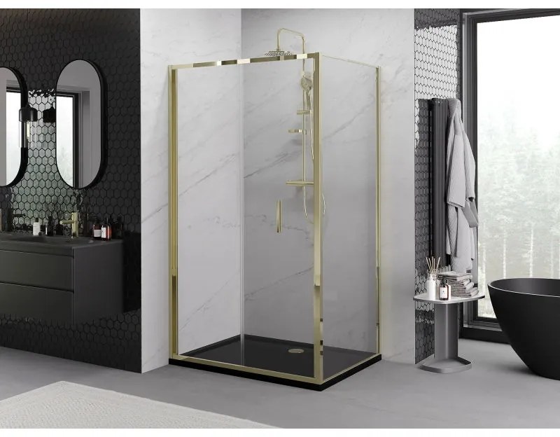 Mexen Exo, skladací sprchový kút 85 x 90 cm, číre sklo, zlatá, 816-085-090-50-00