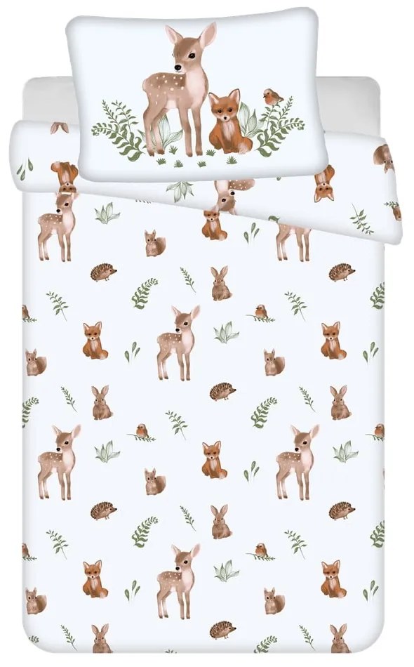 Bielo-hnedé bavlnené detské obliečky do postieľky 100x135 cm Forest Animals – Jerry Fabrics