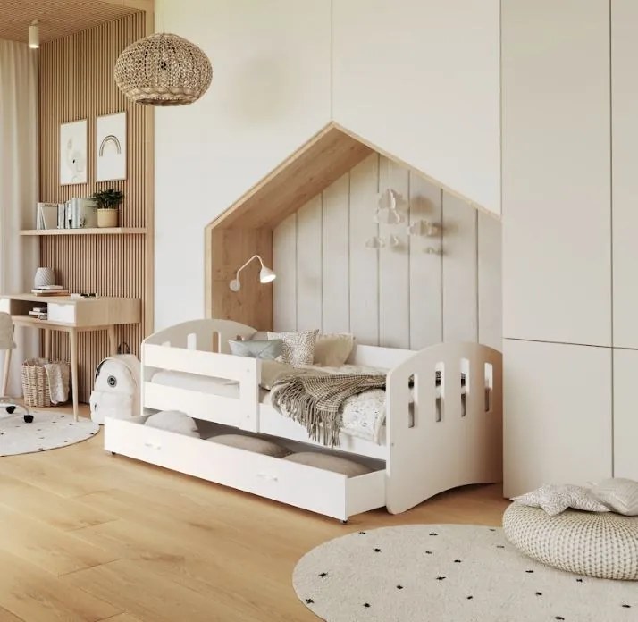 Detská posteľ so zásuvkou HAPPY - 180x80 cm - biela