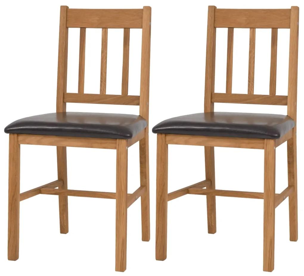 vidaXL Jedálenské stoličky 2 ks, dubový masív
