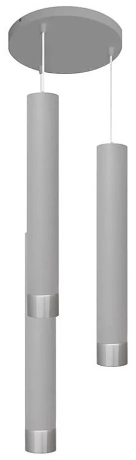 LED Luster na lanku TUBA 3xGU10/4,8W/230V šedá/lesklý chróm