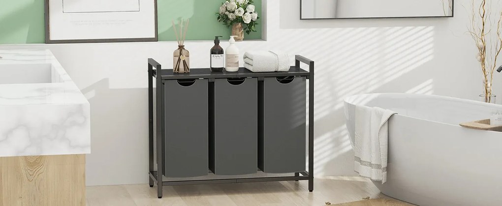 Koš na prádlo Houseland Endy 120 l šedý/černý