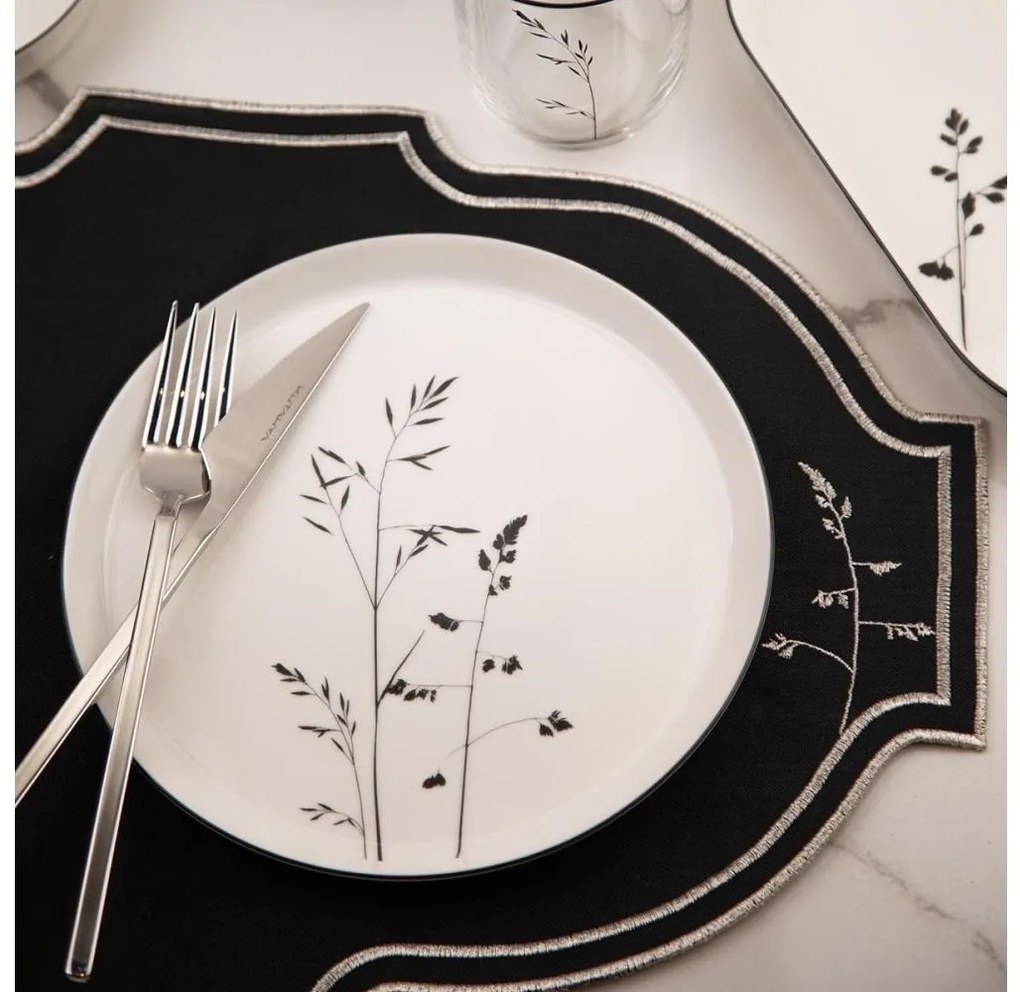 27-dielna jedálenská súprava, biela/čierna, porcelán