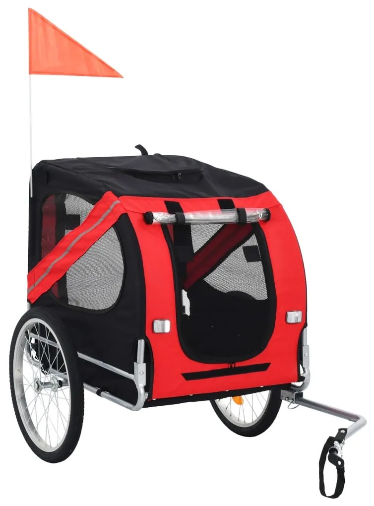 vidaXL Vozík za bicykel pre psa, červená a čierna