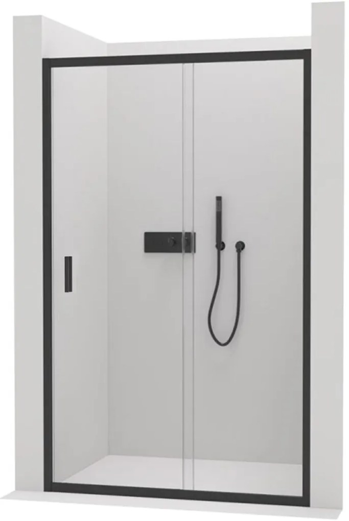 CERANO - Sprchové posuvné dvere Varone LINE Ľ/P - čierna matná, transparentné sklo - 130x195 cm, CER-CER-478096